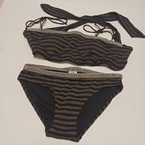 JUICY COUTURE BEACH SURF ROYALTY SWIM BANDEAU BIKINI 2-PIECE SET, Sz L/XL, used